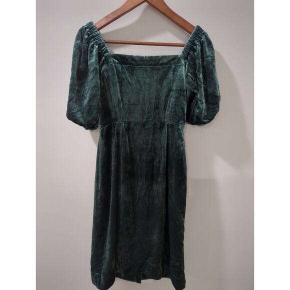 J Crew Puff Sleeve Green Velvet Dress NWT - Picture 5 of 5